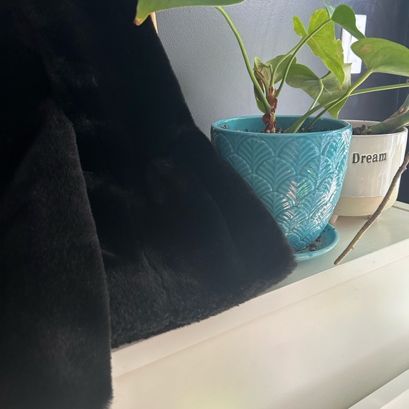 Pizazz Vintage Luxurious Black Faux Fur Pea Coat M - Picture 5 of 16